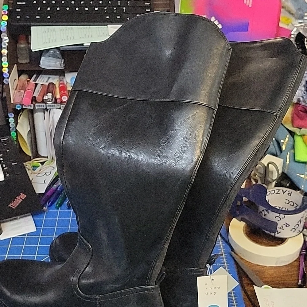 A New Day Memory Foam Black Over the Knee Boots Wide Calf NWT